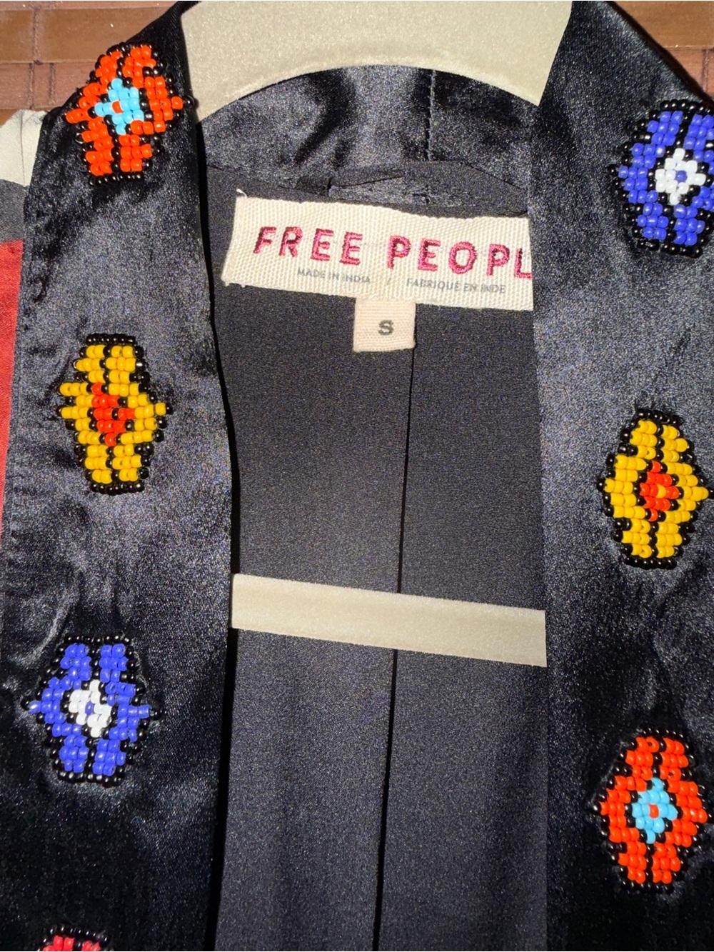 Free People Kayla Duster/Patchwork Kimono Coat-Multicolor intricate details,sz S - Picture 5 of 12